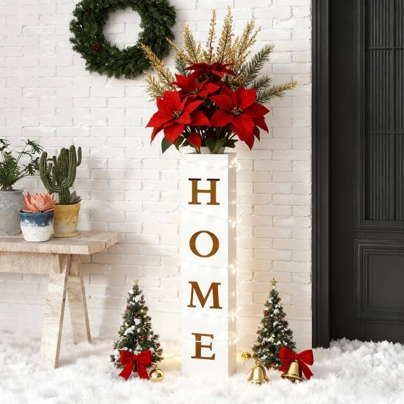 White Wood Vase HOME Letter Floor Vase