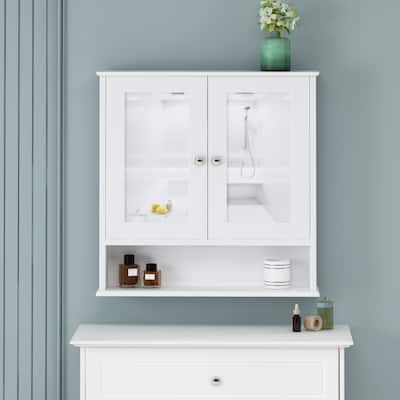 Wall Mount Bathroom Storage Cabinets with 2 Enclosed Cupboard