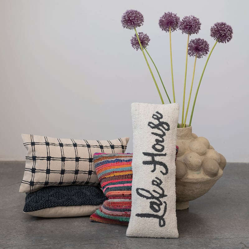 Striped Cotton Chindi Throw Pillow Cover