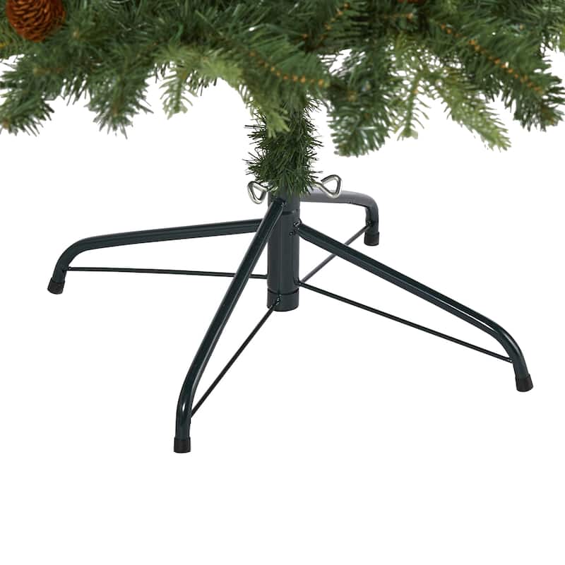 6Ft Pre-Lit Christmas Tree - Wellington Spruce Look with 300 Clear Lights & Pine Cones - Festive Holiday Decor - Green - 72