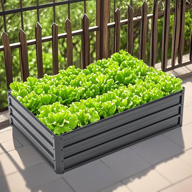 13.40"H Metal Raised Outdoor Galvanized Planter Box - 4x3x1ft