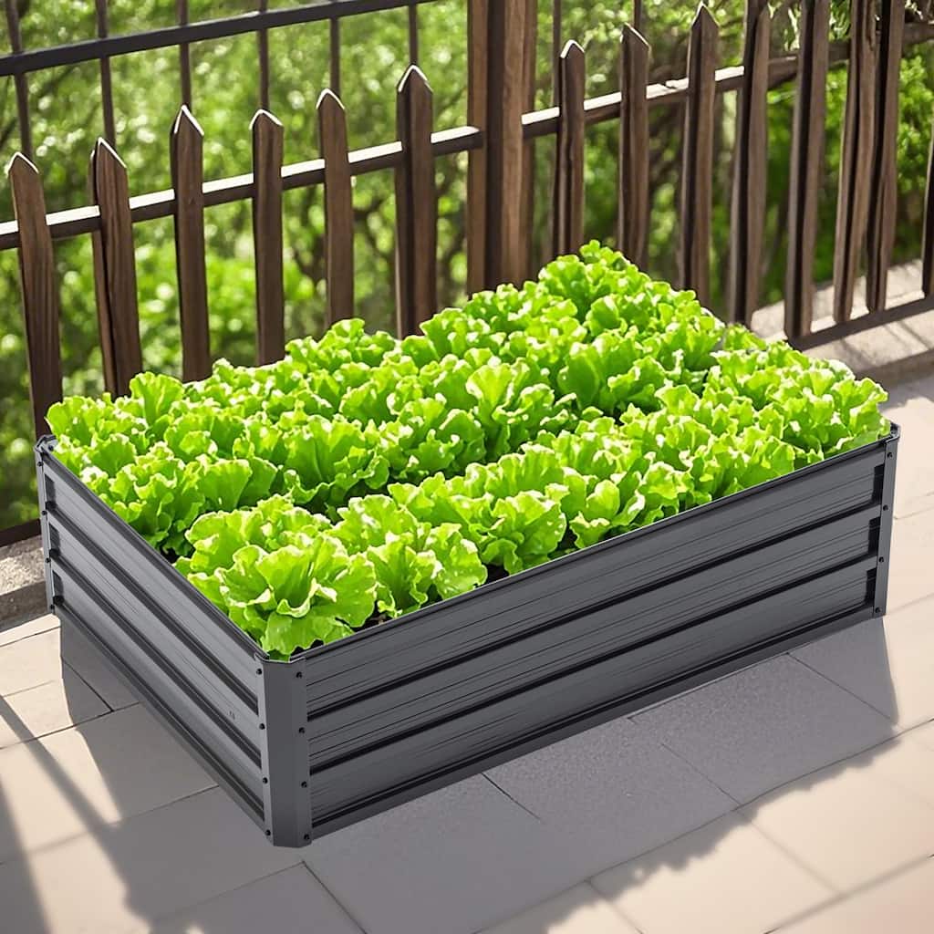4x3x1ft Metal Raised Garden Bed,Deep Root Outdoor Galvanized Planter Box,Patio Kit Planting Beds for Vegetables Flowers Herb