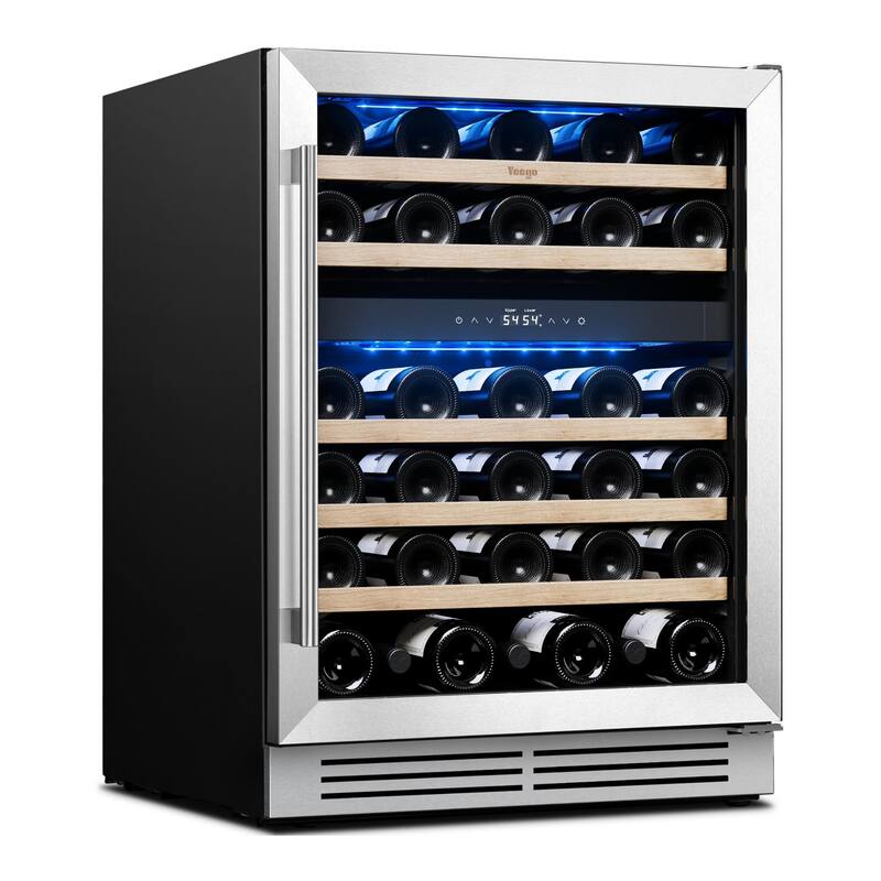 Yeego 23.4 in.52-Bottle Dual Zone Wine Cooler Refrigerator Fridge with Built-In/Freestanding Design