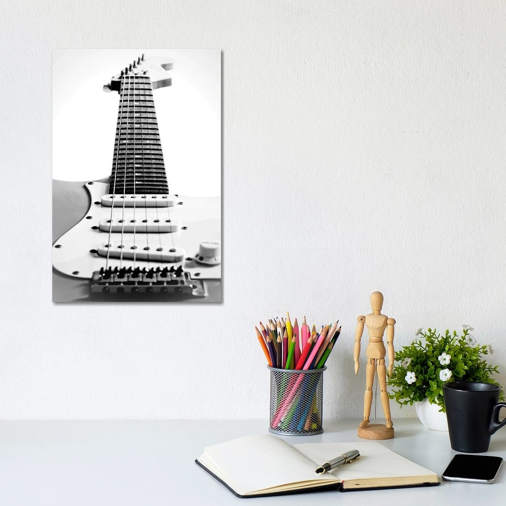 iCanvas "Black and White Guitar Side" by Tom Quartermaine Canvas Print