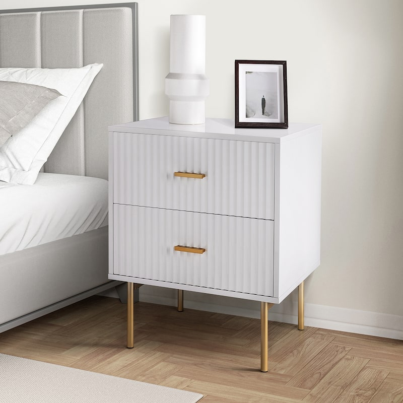 Jonah Contemporary Adjustable Legs Wood 2-Drawer Nightstand by HULALA HOME
