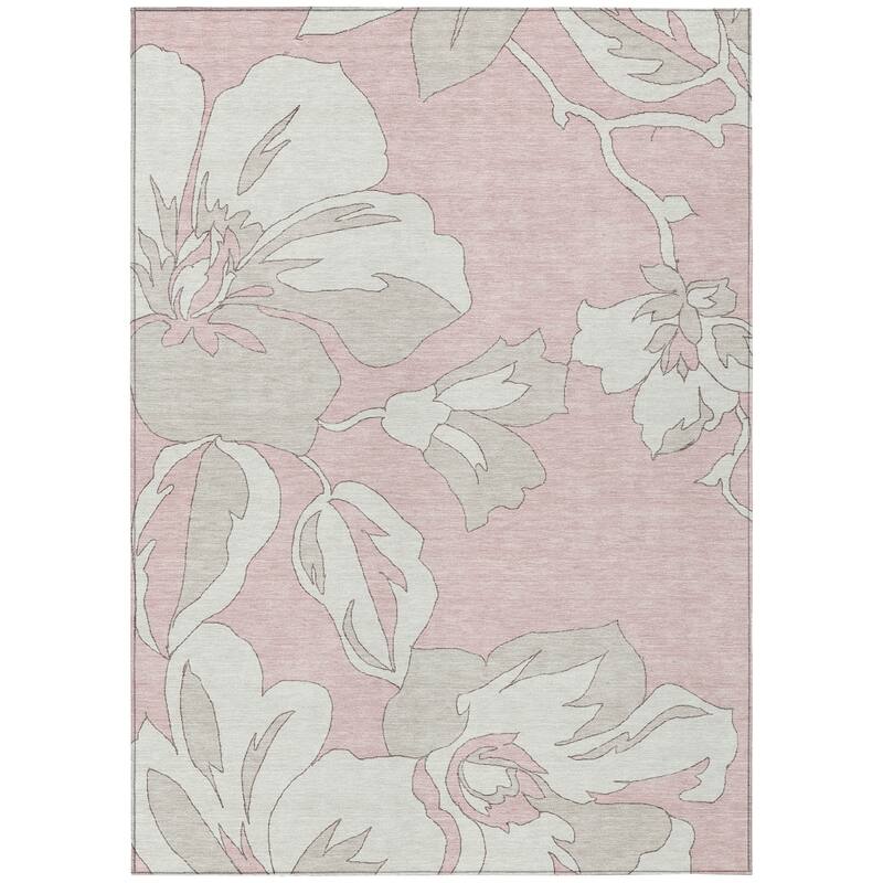 Machine Washable Indoor/ Outdoor Chantille Floral Contemporary Rug