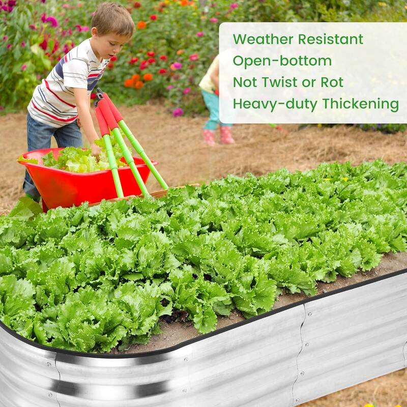 2pcs Galvanized Raised Garden Bed Galvanized Box Flower Pot Vegetables - 4.5×2×1FT