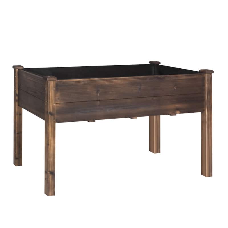 VEIKOUS Wood Raised Garden Bed with Drainage Holes, Outdoor Elevated Planter Box