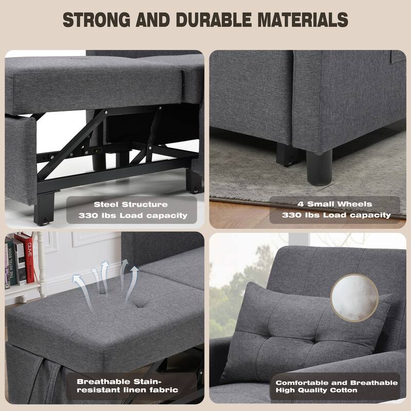 Single Sofa Bed with Pullout Sleeper with 1pc Lumbar pillow