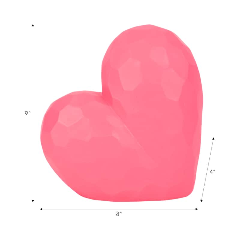 Sagebrook Home 9" Heart DeCor, Pink, 9"H - 8" x 4" x 9"