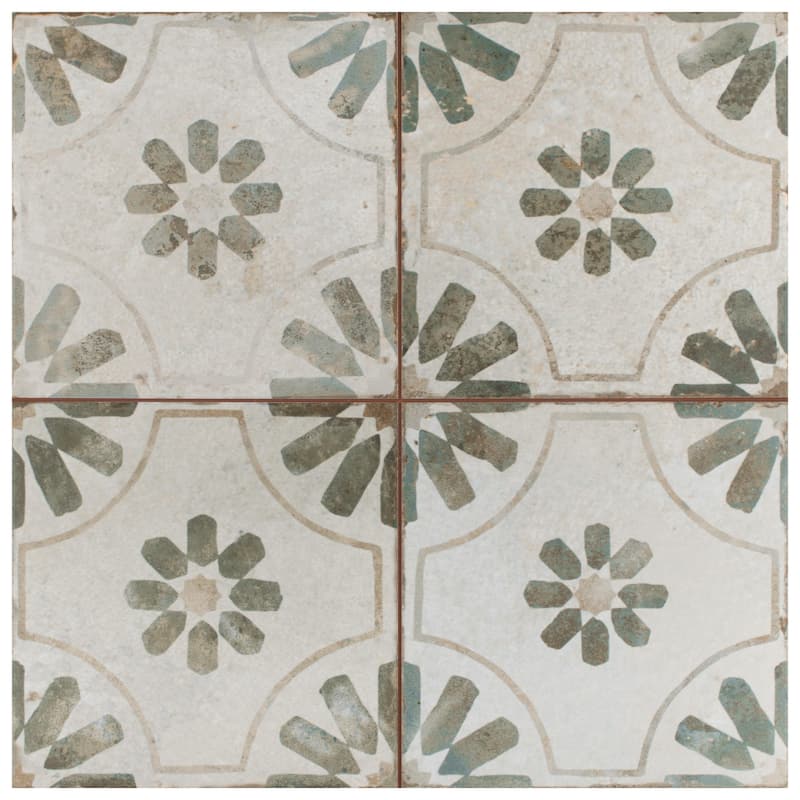 Merola Tile Kings Blume Sage 17-5/8" x 17-5/8" Ceramic Floor and Wall Tile