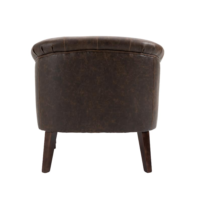 Alina Modern Tufted Tub Barrel Faux Leather Accent Chair