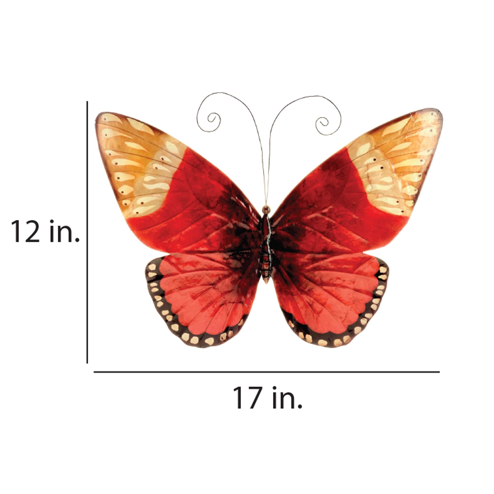 Butterfly Chisheen Butterfly Wall Decor Red Metal Sculpture for Hanging Indoor or Outdoor Large Size