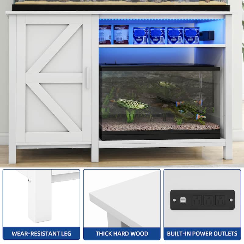 52" Wide Aquarium Stand for 55-75 Gallon Fish Tanks with RGB Light Strip