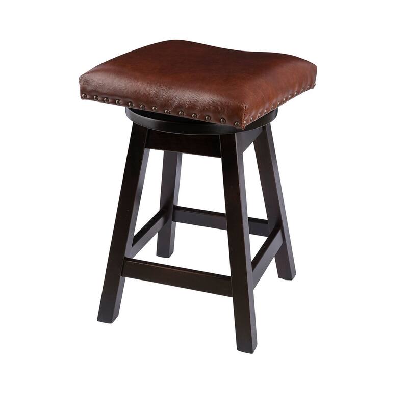 Amish Made Maple Swivel Urban Bar Stool with Leather Seat - Onyx - Counter Height