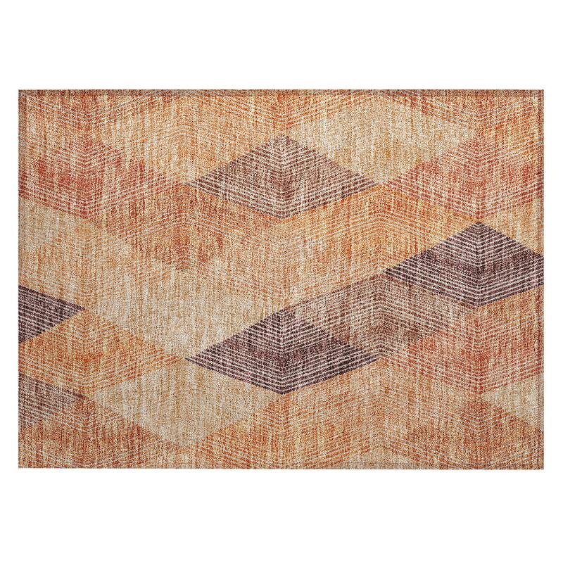 Machine Washable Indoor/ Outdoor Diamond Stripes Chantille Rug