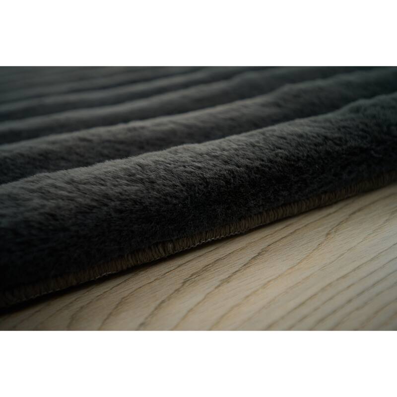 Madrid Collection Ultra Soft Ribbed Faux Fur Area Rug