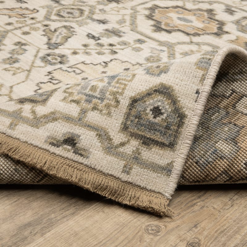 Adelaide Old World Nomadic Ivory/ Gold Wool Blend Area Rug