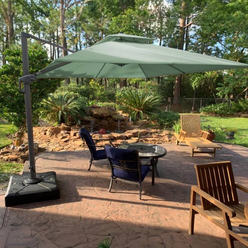 PURPLE LEAF 10ft Double Top Stylish Cantilever Patio Umbrella with Base