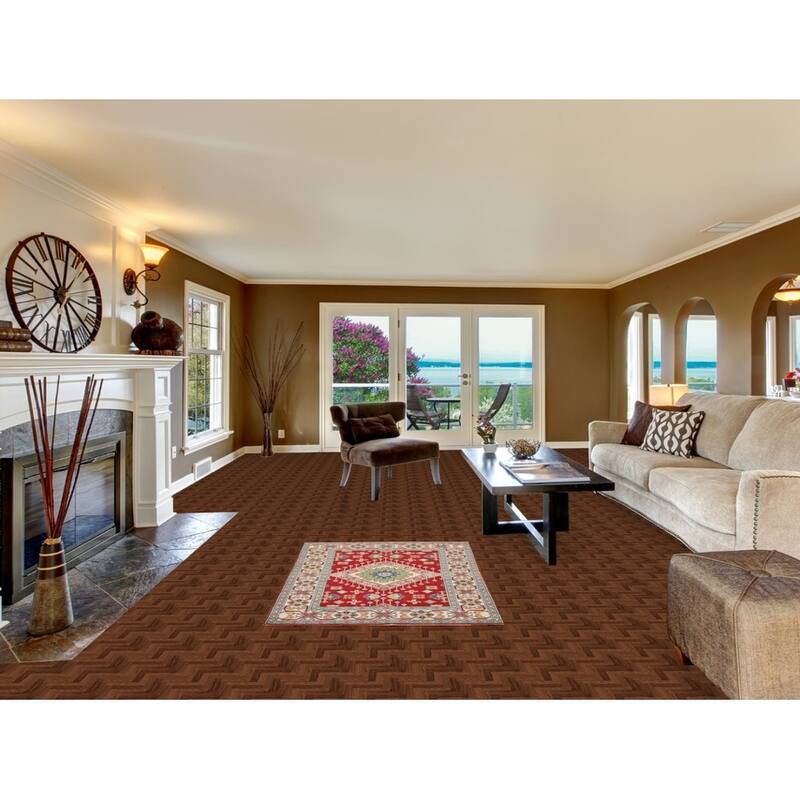 Red Geometric Kazak Accent Rug Hand-Knotted Traditional Wool Carpet - 3'4" x 4'10"