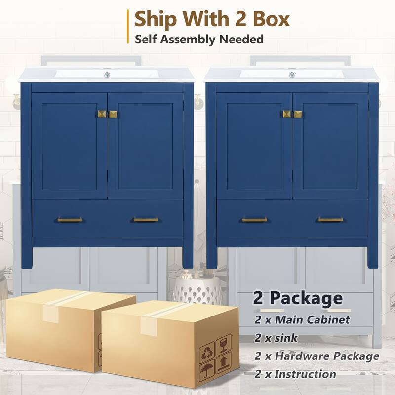 60" Bathroom Vanity Set with Double Vanities