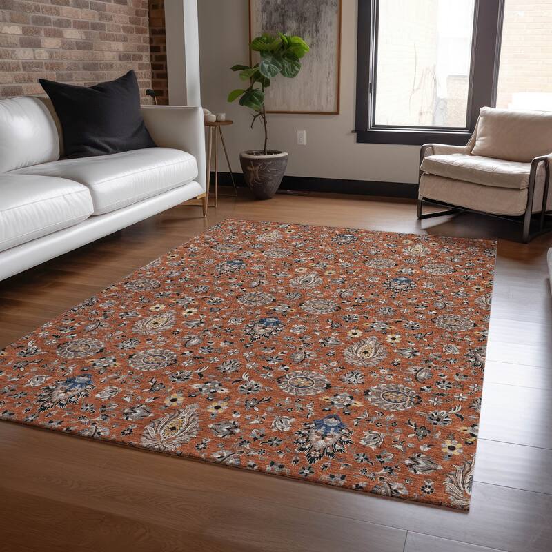 Machine Washable Indoor/Outdoor Traditional Persian Chantille Rug