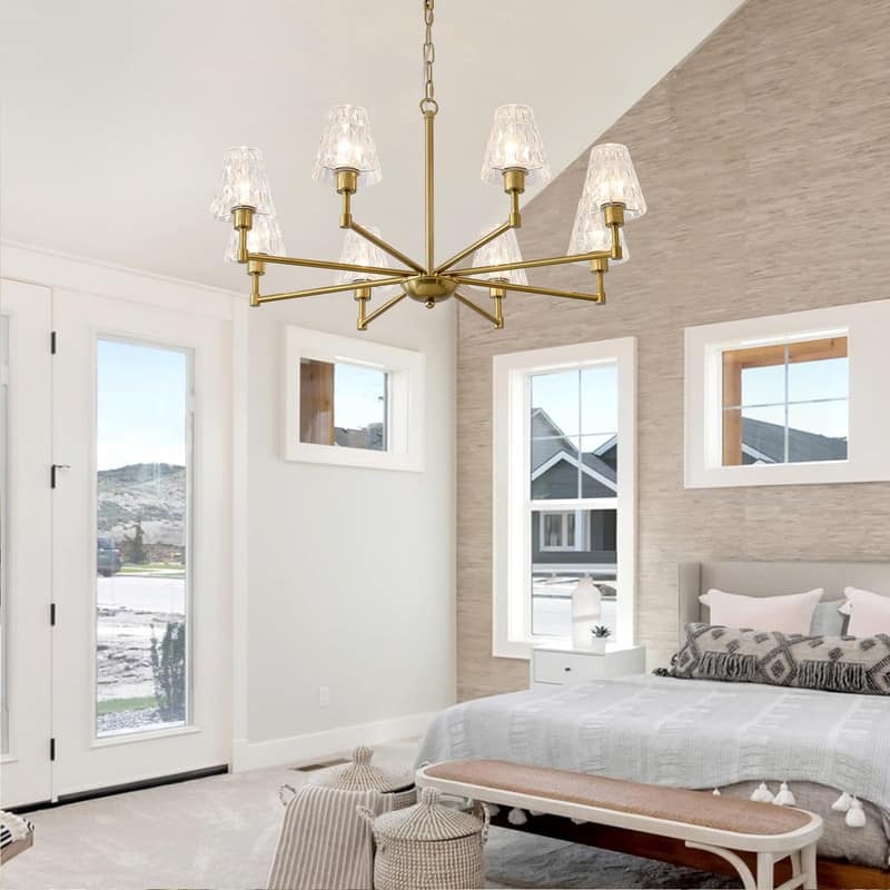Mid-Century Modern Chandelier Farmhouse Modern Glam Gold Glass Chandelier