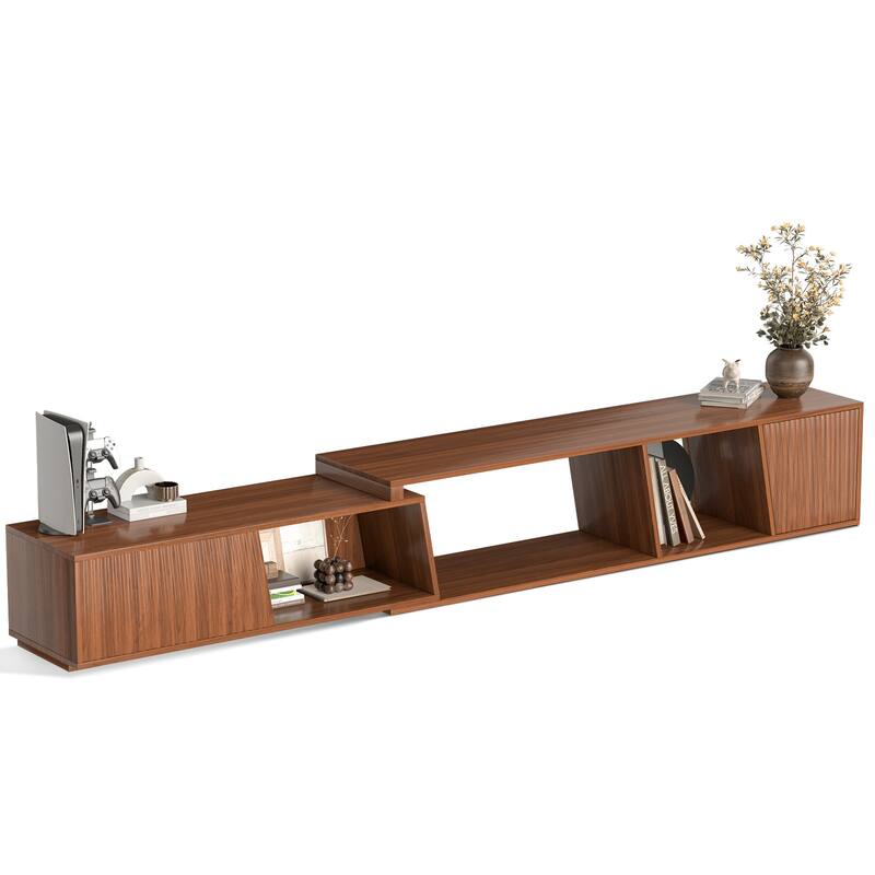 Pocassy Wood Entertainment Center Extendable TV Stand