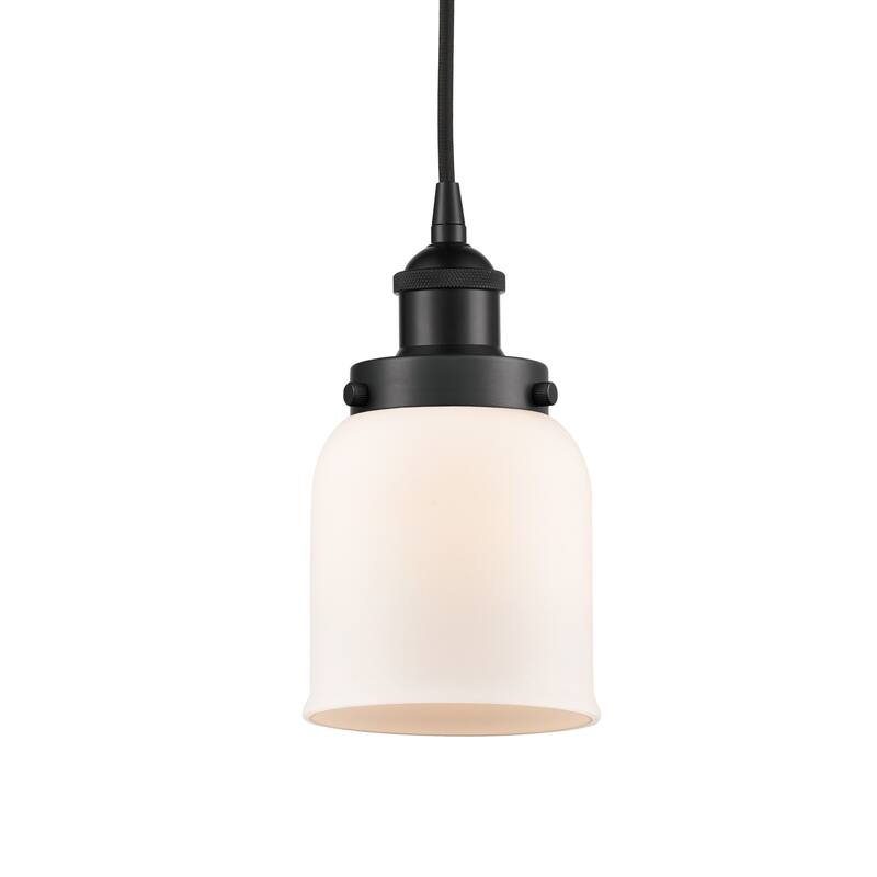 Innovations Lighting 616-1PH-10-5 Bell Pendant Bell 5" Wide Mini - Matte Black / Matte White