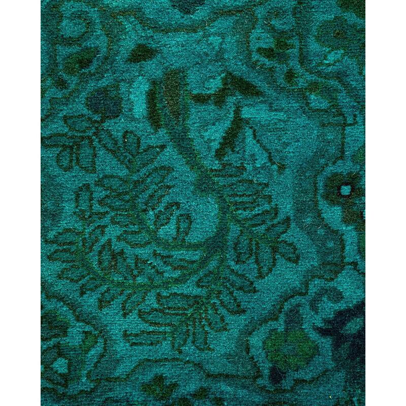 Overton Hand Knotted Wool Vintage Inspired Modern Contemporary Overdyed Blue Runner Rug - 2' 9" x 17' 10"