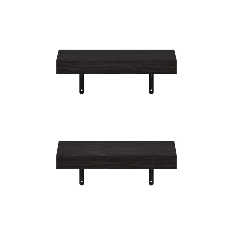 Furinno Tanna 15-Inch Wall Mounted Floating Display Shelves, Natural, Set of 2
