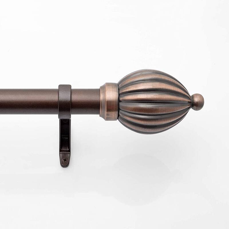Deco Window 1 Inch Adjustable Antique Copper Curtain Rod for Windows & Door with Kamrak Finials & Brackets Set