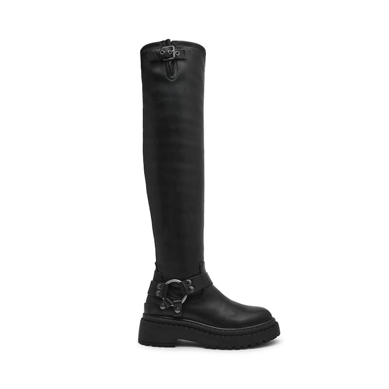Steve Madden Elizah Over-the-Knee Moto Boot - Black - 7