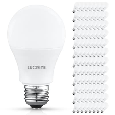 Luxrite A19 LED Light Bulb 9.5W=75W 2700K 1100LM Non-Dimmable E26 Base Damp Rated ETL Listed 96 Pack - Warm White 2700K