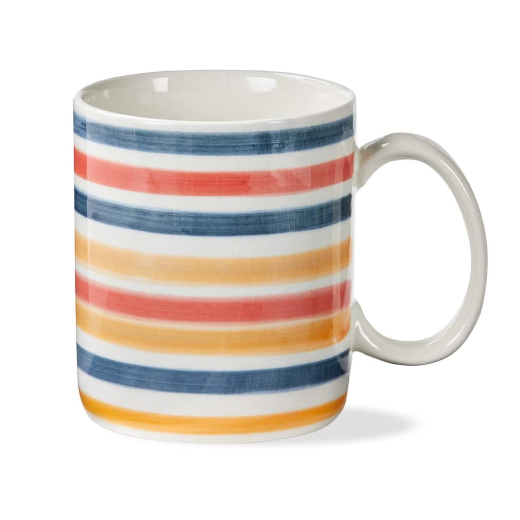 Heirloom Stripes Ceramic Mug 16oz Multicolor Dishwasher Safe Summer Drinkware 4in H x 3.75in L x 5in W