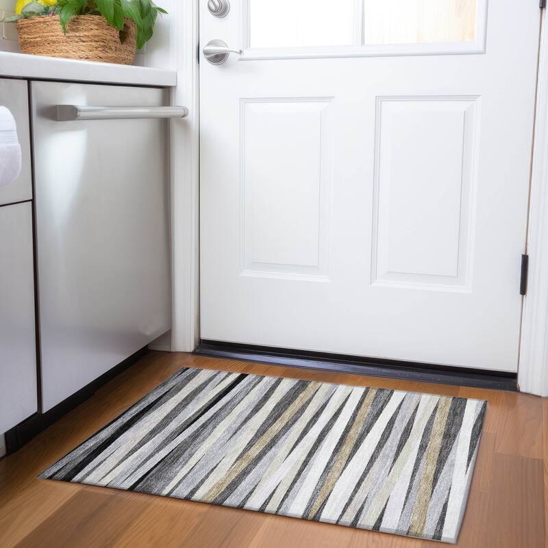 Premium Washable Super Soft Modern Stripes Mayfield Rug - Gray - 1'8" x 2'6"