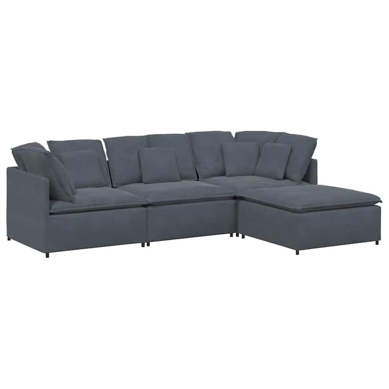 vidaXL Modular Sofa Dark Grey Velvet (100% Polyester), Foam, Metal, Wood - 78.7 x 118.1 x 25.2 in