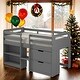 preview thumbnail 2 of 7, Wooden Twin Size Loft Bed with Built-in Drawers and Bookshelf,Kids Bed Design