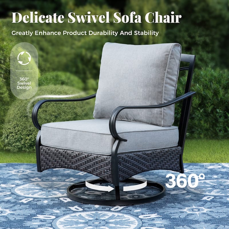 MAISON ARTS Modern Outdoor Patio Furniture Set with Waterproof Cushions - 5-Piece Wicker & Metal Conversation Set