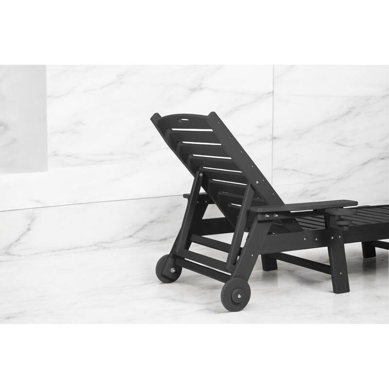 3-Piece Chaise Lounge Set with Side Table – Oversized Outdoor Lounge Chair with 5 Adjustable Positions, Wheels