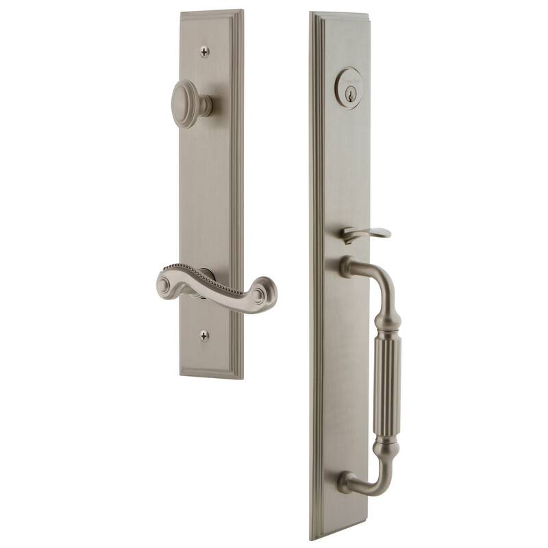 Grandeur Carre Solid Brass Rose Left Handed Keyed Entry Single - Satin Nickel