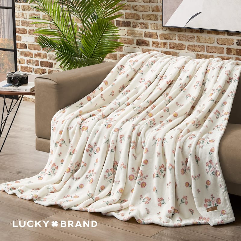 Lucky Brand Daisy Plush Throw Blanket