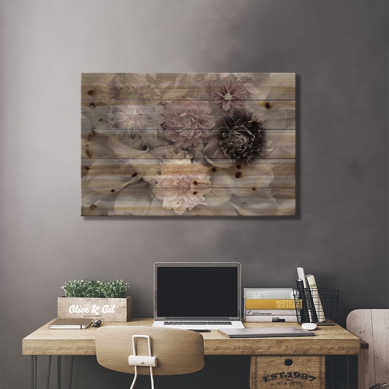 Dahlia Dream Print On Wood by Inge Schuster - Multi-Color