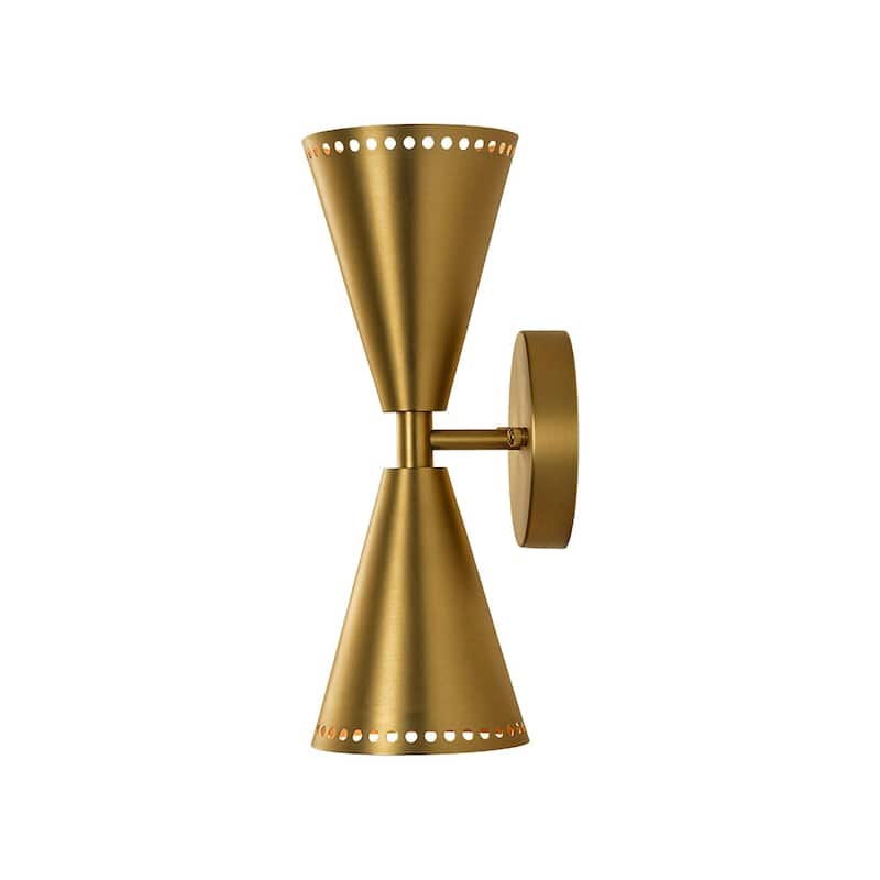 2-Light Mid-century Dual Cone Hourglass Up Down Wall Sconce