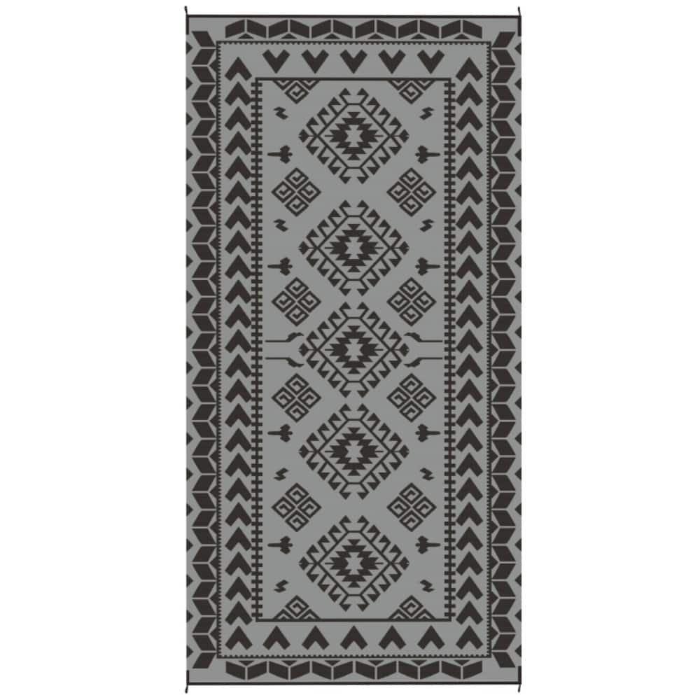 Reversible Outdoor Rug Rhombus Patchwork, UV-Protected, Foldable & Portable Polypropylene Mat - 215.7" L x 107.9" W