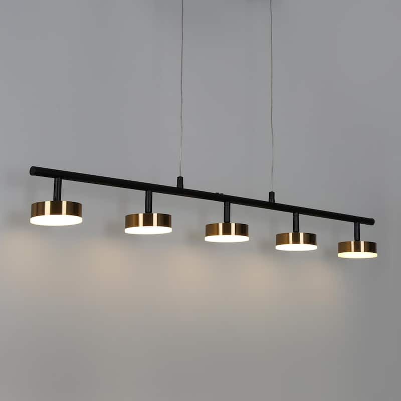 Modern Contemporary Integrated LED Linear Chandelier 5Light Black Gold