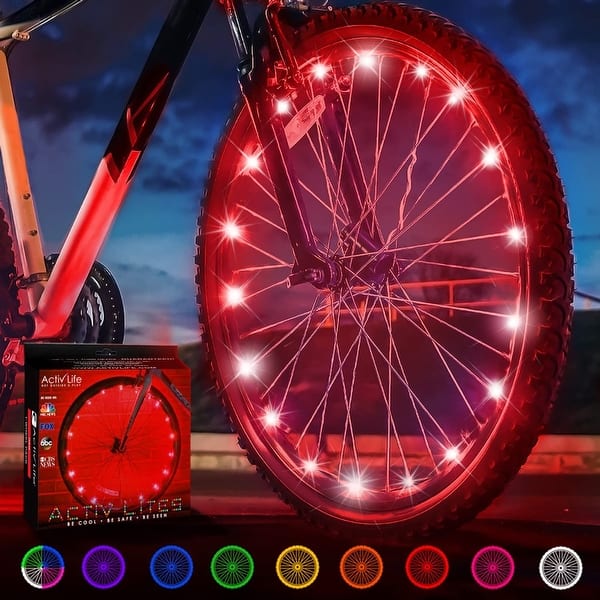 slide 2 of 6, Activ Life LED Bike Wheel Lights (1 Tire, Red), Brighter & Visible for Safety & Style, Batteries Included
