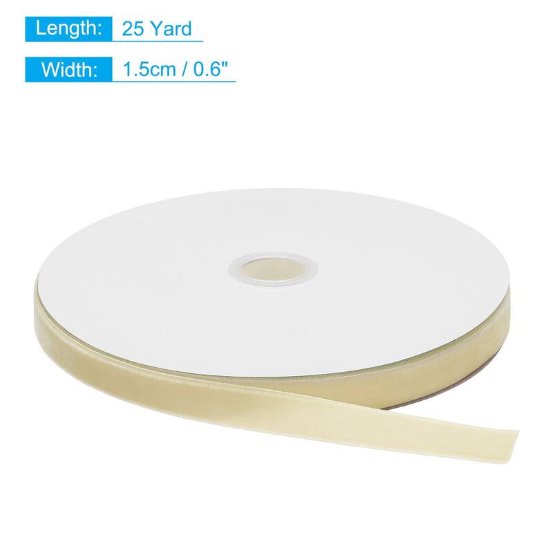 Velvet Ribbon 1 1/2 Inch Single Face Spool Silky for DIY Crafts - Cream - 5/8 Inch x 25 Yard