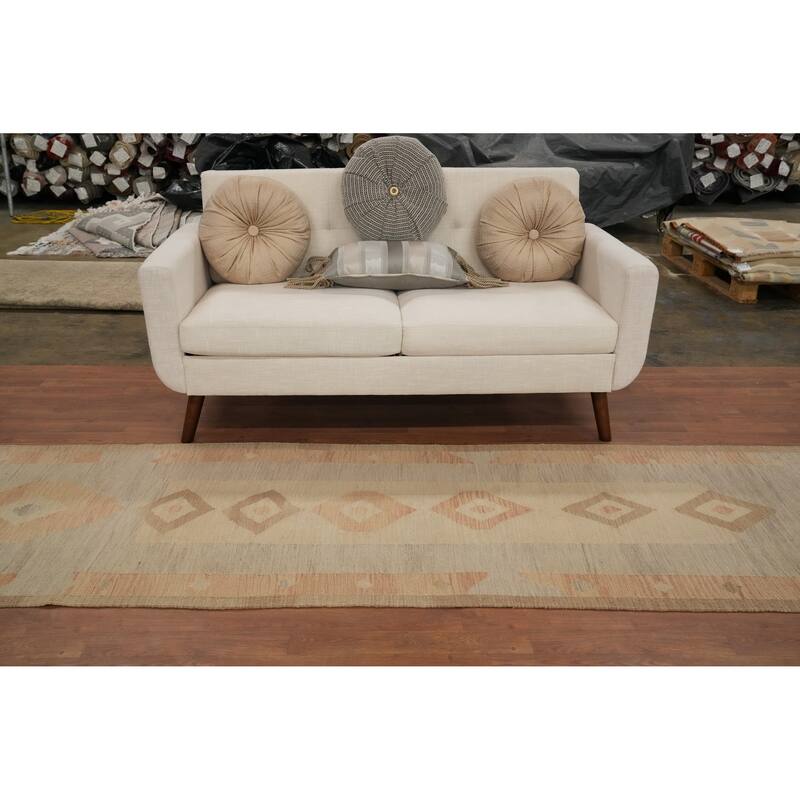 Hand Woven Oriental 100% Wool Carpet Southwestern Tribal Multi-Colored Kilim Runner Rug - 11' 5'' X 2' 10''
