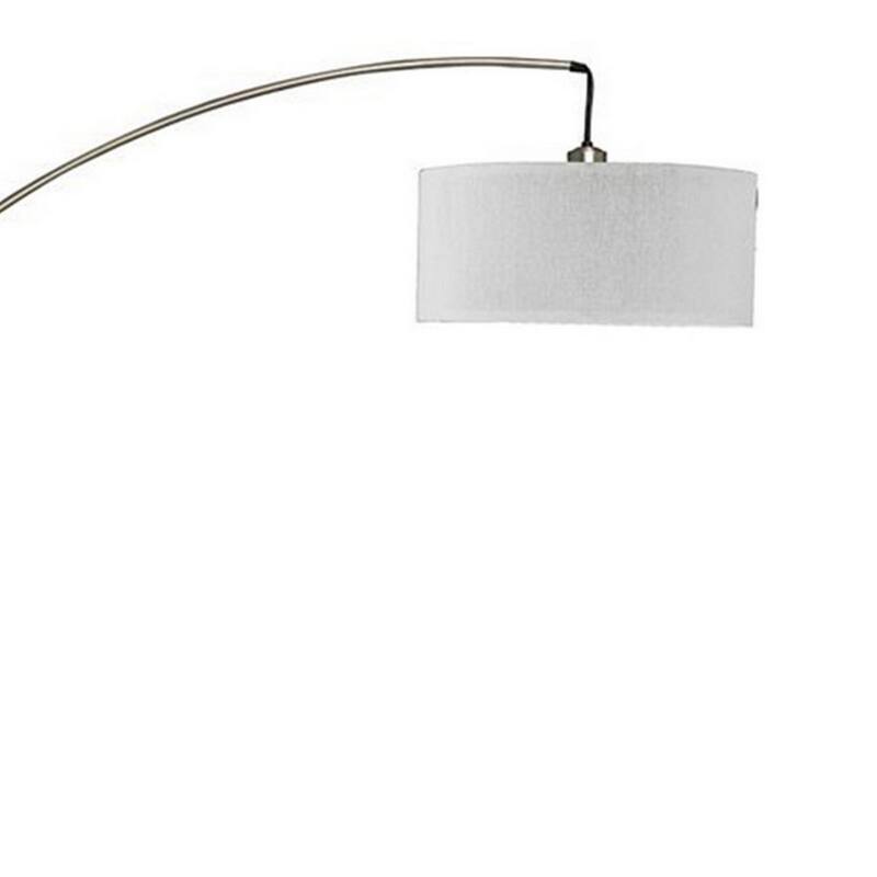 Floor Lamp with Arched Extendable Neck and Marble Base, Silver